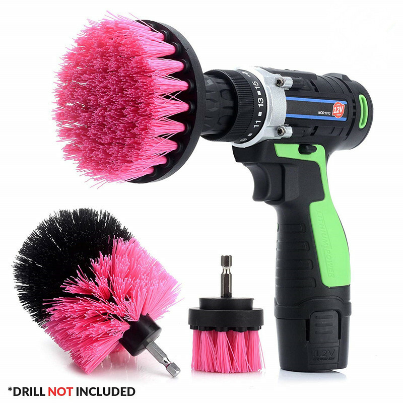 3pc Set Cleaning Drill Brush Kit Carpet Tile Power Scrubber Cleaner Attachment