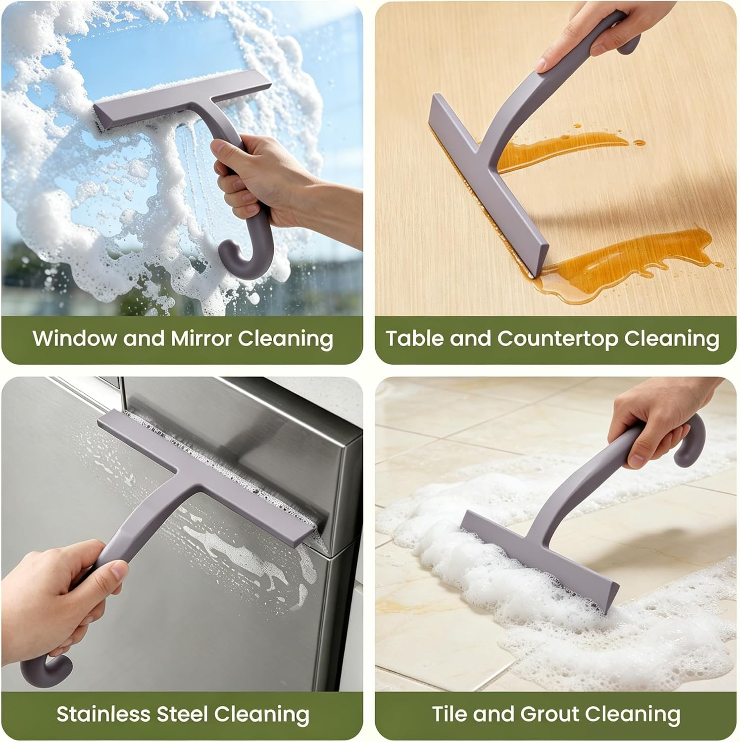 Shower Squeegee for Glass Doors – 10 Inch Bathroom Squeegee with Ergonomic round