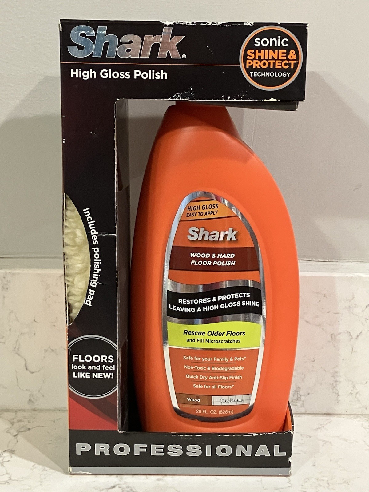 Shark Professional Wood & Hard Floor Polish – Sonic Duo – 28 Oz With Pad
