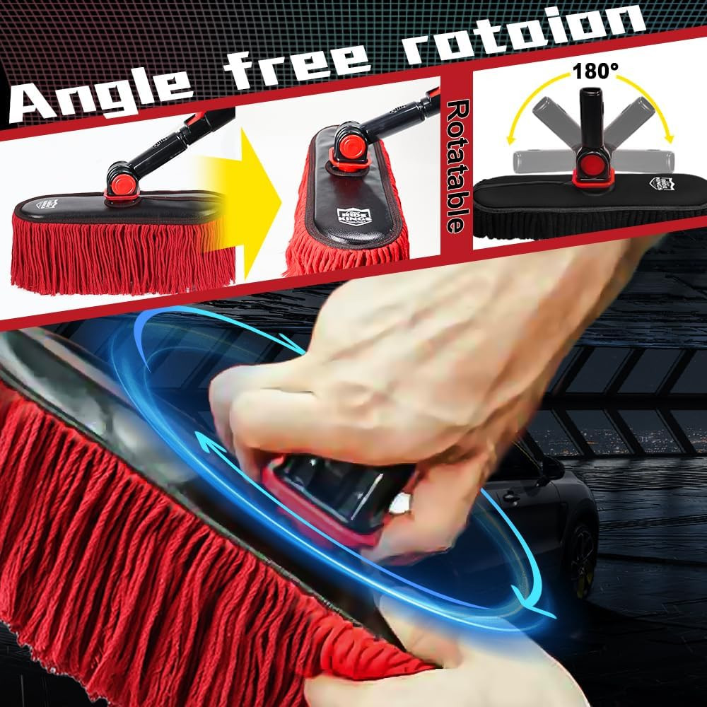 Car Duster Exterior with Extendable Handle, Scratch Free Auto Wash Brush Mop, In