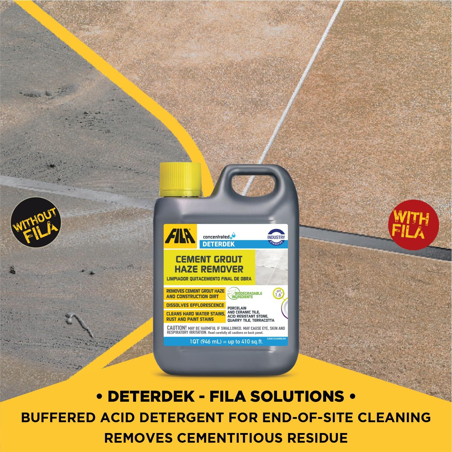 FILA DETERDEK Grout Haze Cleaner 32 Oz Eco Friendly Removes Stains and Dirt