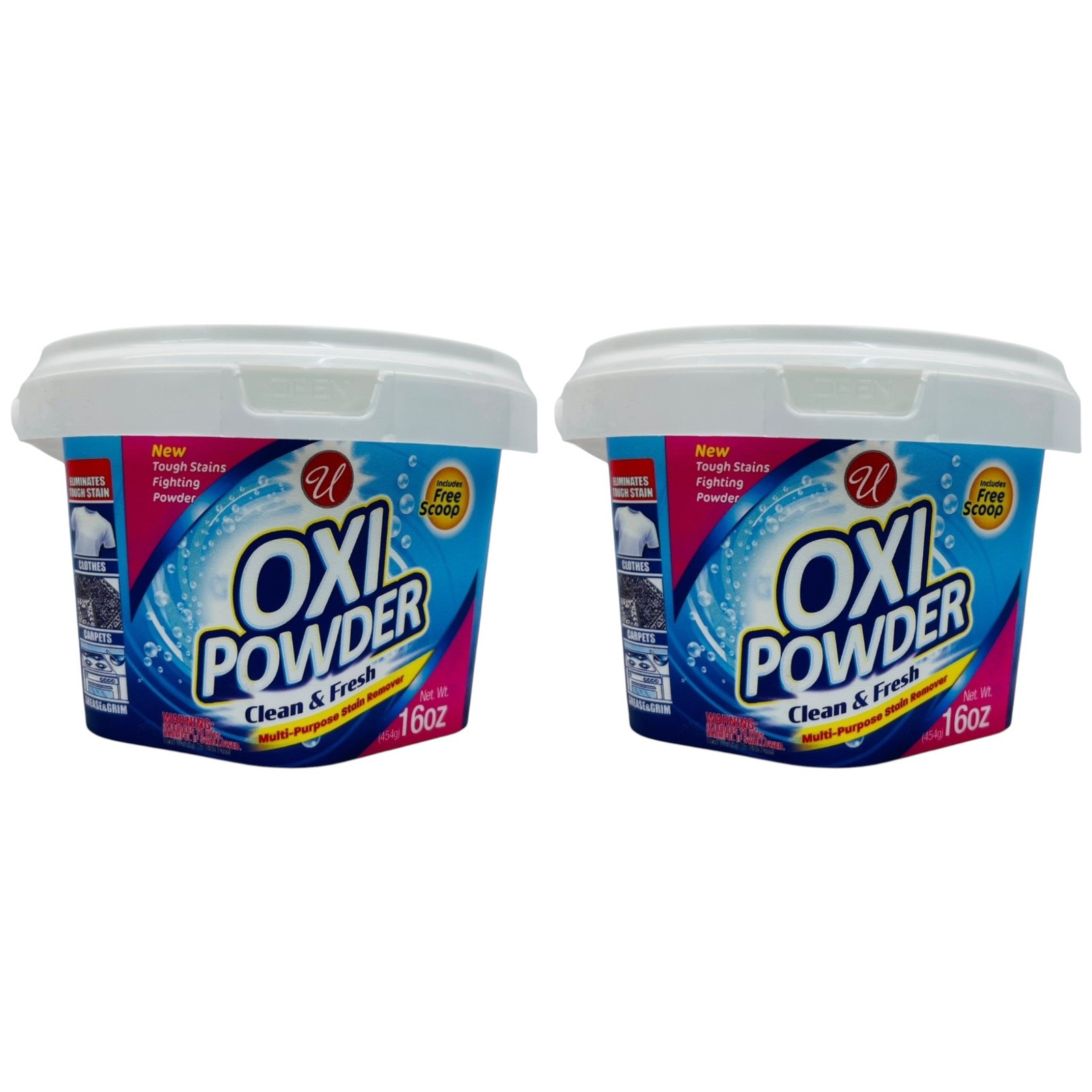 Oxi Powder Multi-Purpose Stain Remover – Clean & Fresh, 16oz (397g) (Pack of 2)