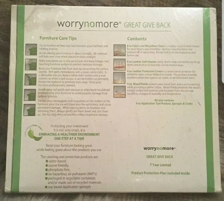 WorryNoMore Furniture Cleaning Protection Kit Microfiber Leather Wood Polish New