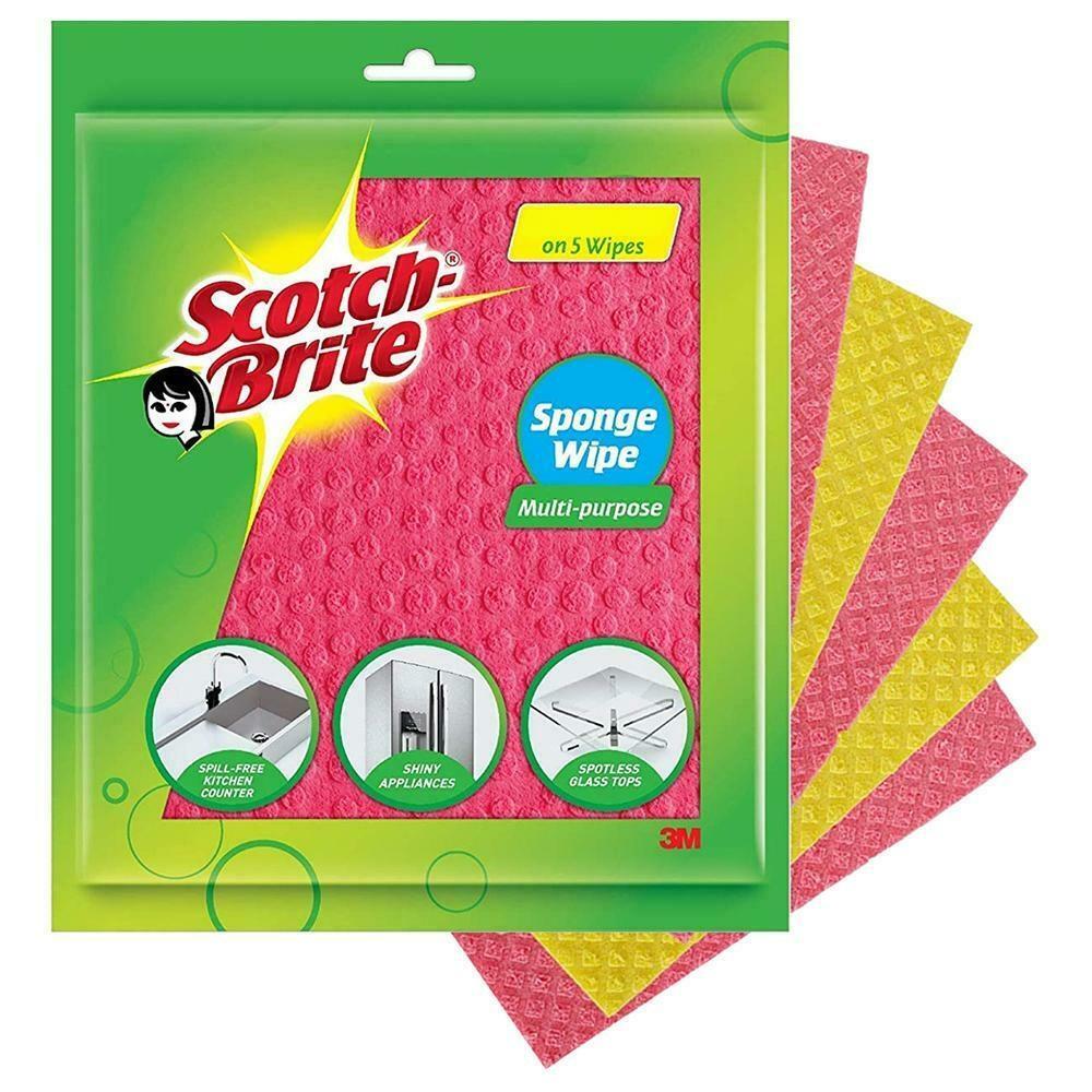 Scotch-Brite Sponge Wipe -Multipurpose- Absorbs Water 10X Times-3-5-10 Pcs Pack