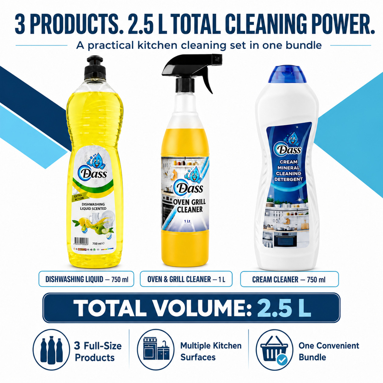 Mr Dass Kitchen Cleaning Bundle Dishwashing Oven Grill & Cream Cleaner 3pc