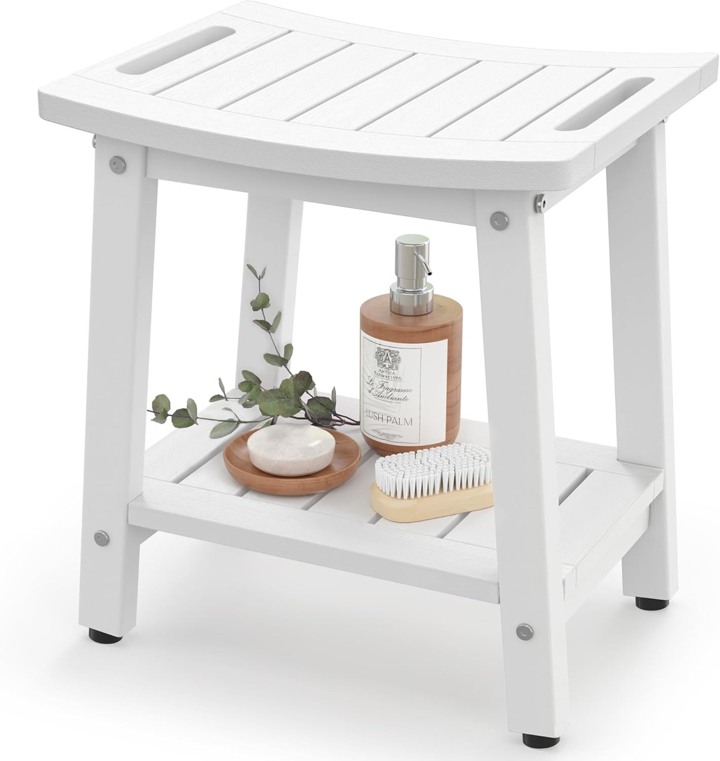 Shower Bench for Inside Shower – White HDPE Shower Stool Waterproof – Spa Bath