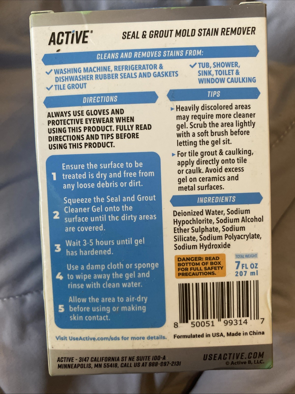Active Mold Stain Remover Seal Grout Deep Clean 7oz Box Not Sealed