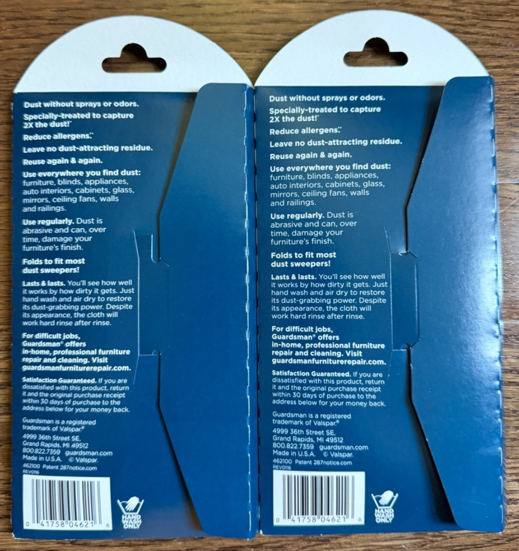 Lot 2 Guardsman Treated Cotton Dusting Cloth XL 14″ x 18″ NEW in box