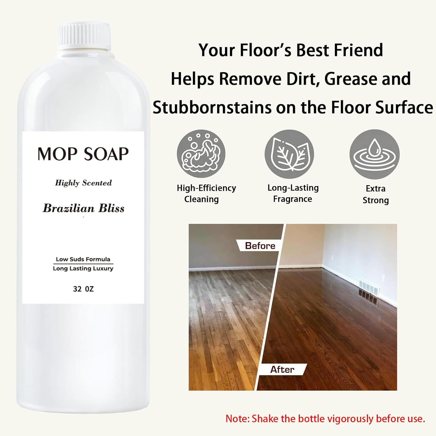 Mop Soap Highly Scented Fragrance, Long Lasting Luxury Floor Cleaner for Hardwoo