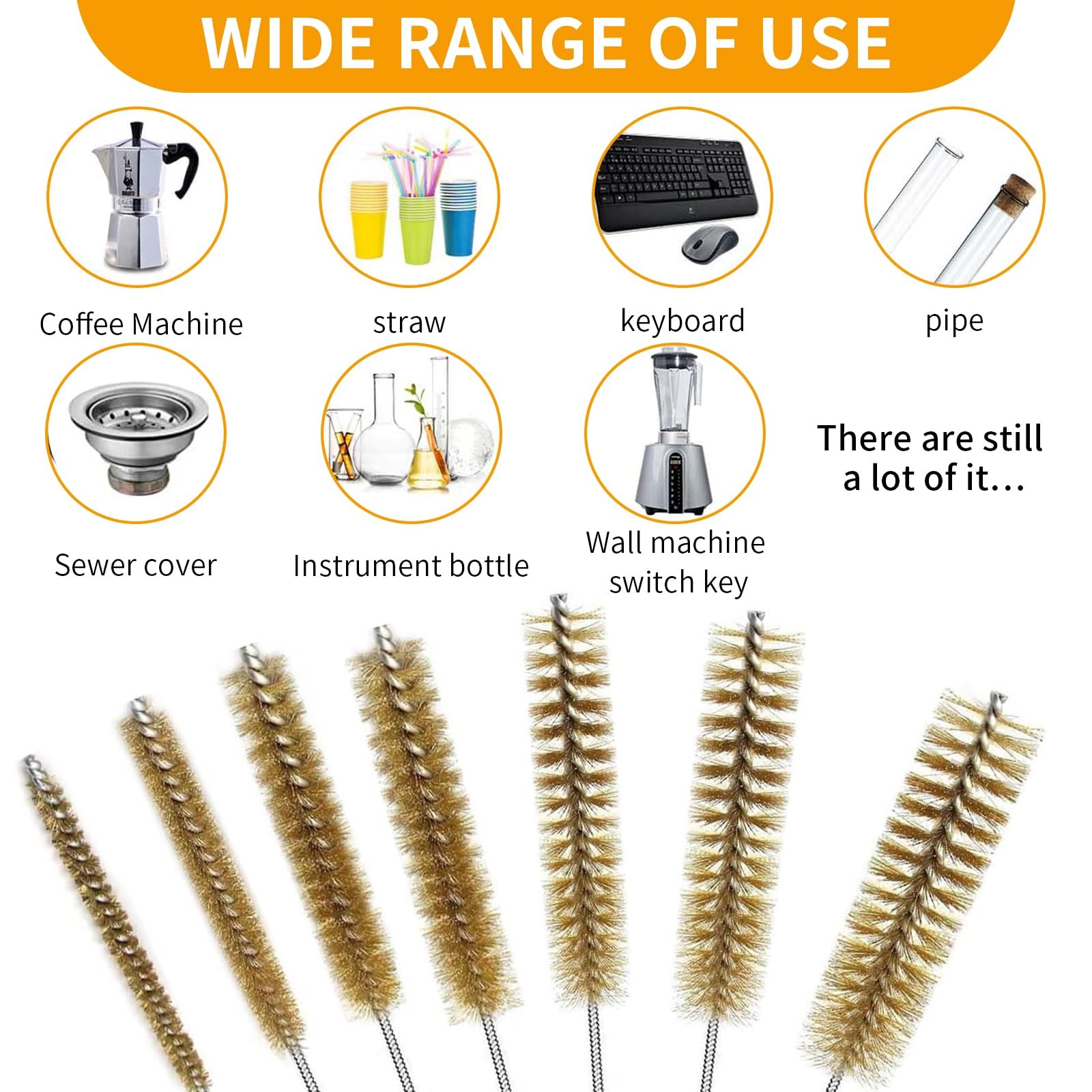 7 Pcs Brass Brush Set, 12” Long Handle Pipe Cleaner Brush for Deep Cleaning,…