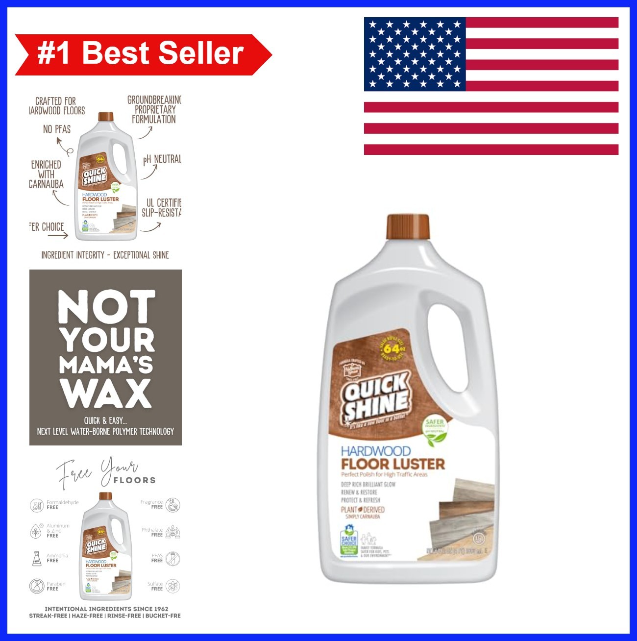 Hardwood Floor Polish 64 Ounce Carnauba Wax Plant Based Protect Renew Non Slip