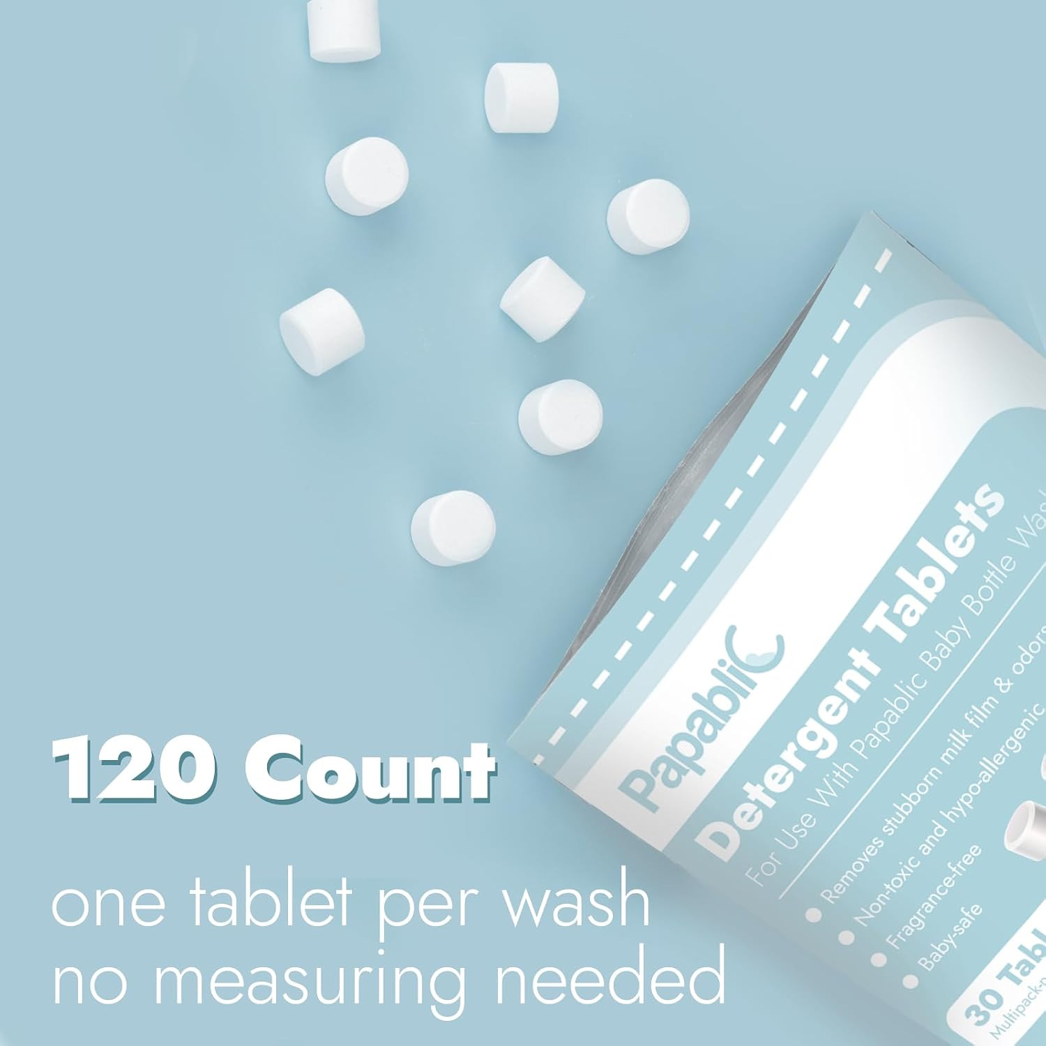 120Pcs Official Detergent Soap Tablets for Baby Brezza,Grownsy,Momcozy Bottle Wa