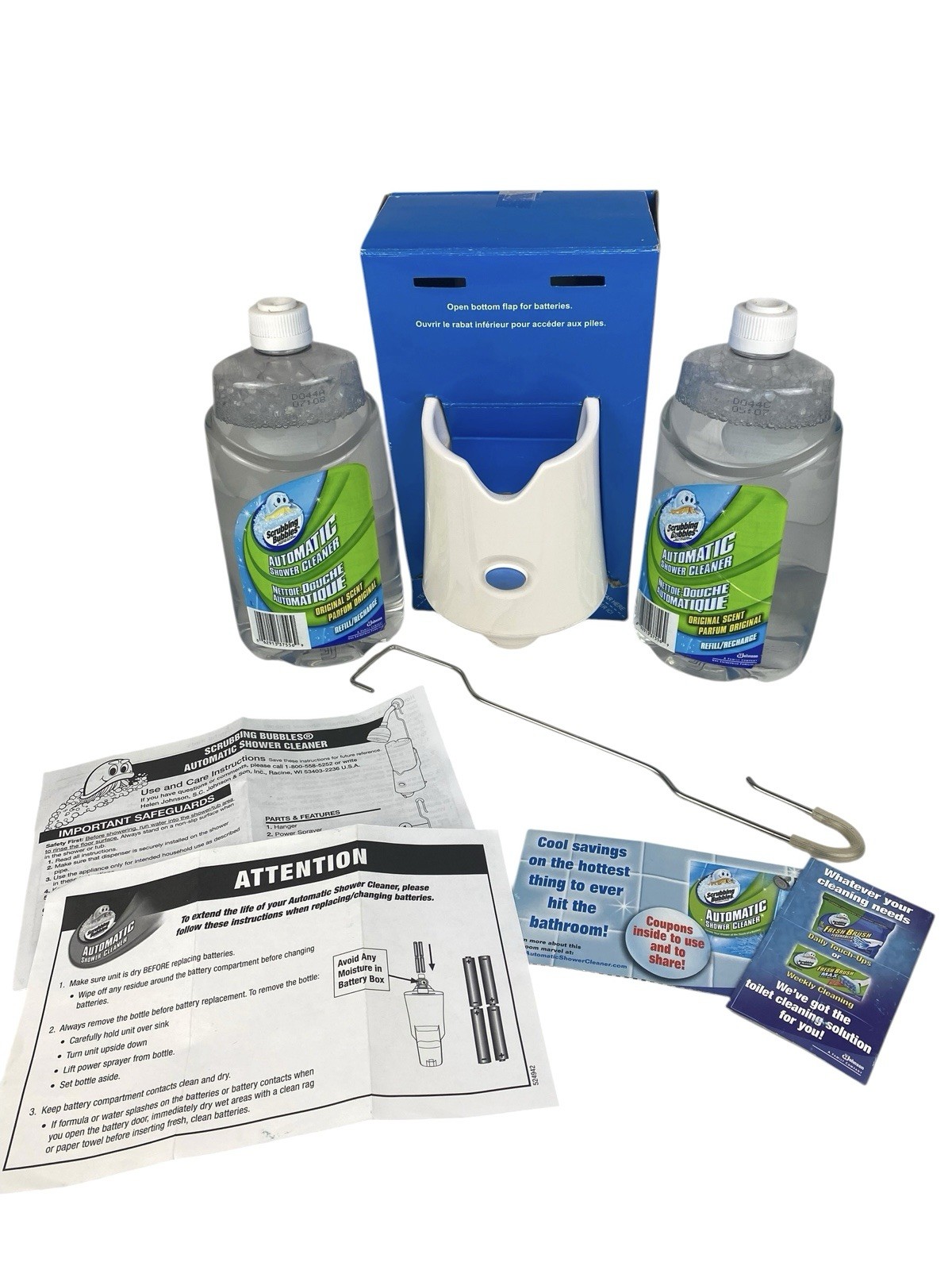 Scrubbing Bubbles Automatic Shower Cleaner Sprayer Kit 2 Refill Bottles READ