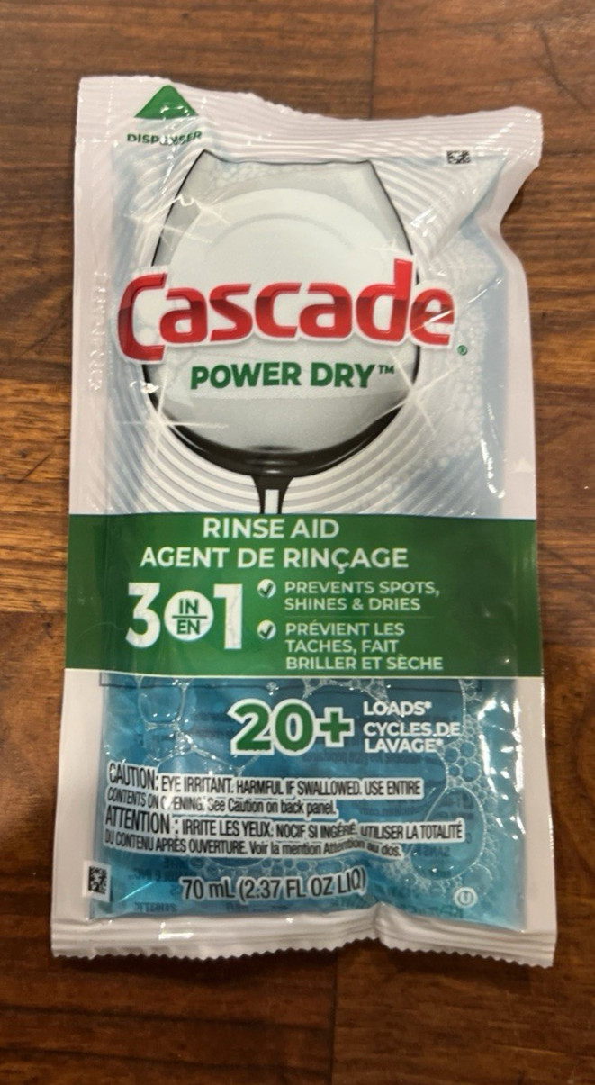 Cascade Power Dry Rinse Aid 2.37 Ounce Pouch Lot Of 24 Pouches