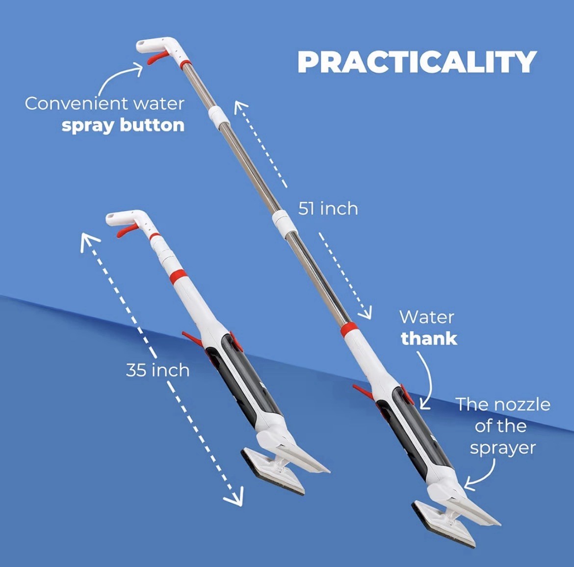 Window Cleaner with Front and Rear Cleaners + Expandable Sprayer – Window Vacuum