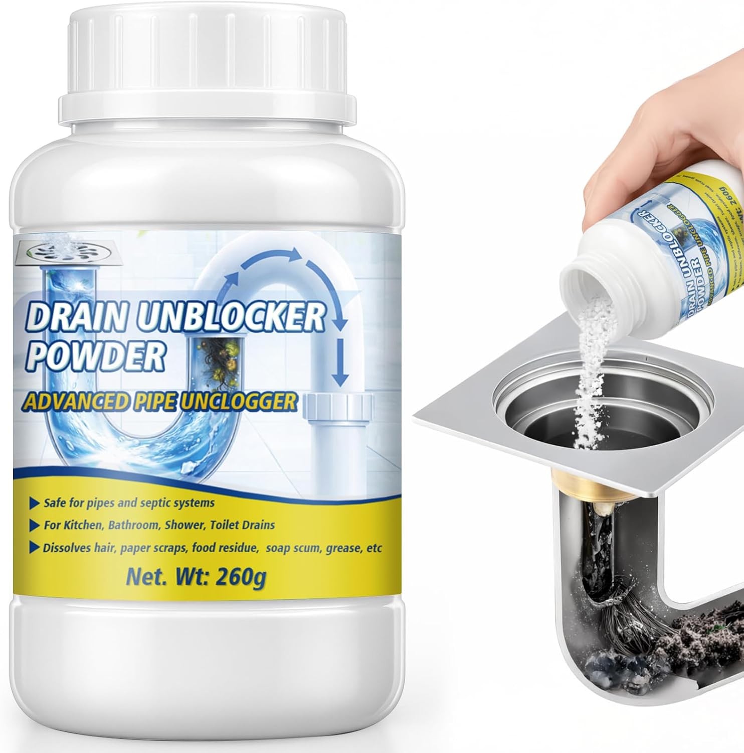 Powerful Drain Clog Remover, 260g Pipeline Dredging Ant & Drain Cleaner