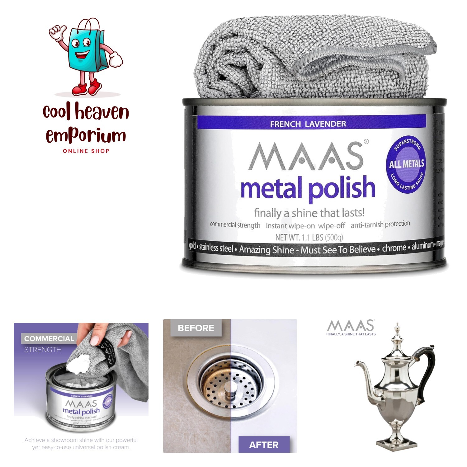 1.1lb Can Plus Free Cloth, Universal Metal Cleaner for All Metals, Clean, Pol…