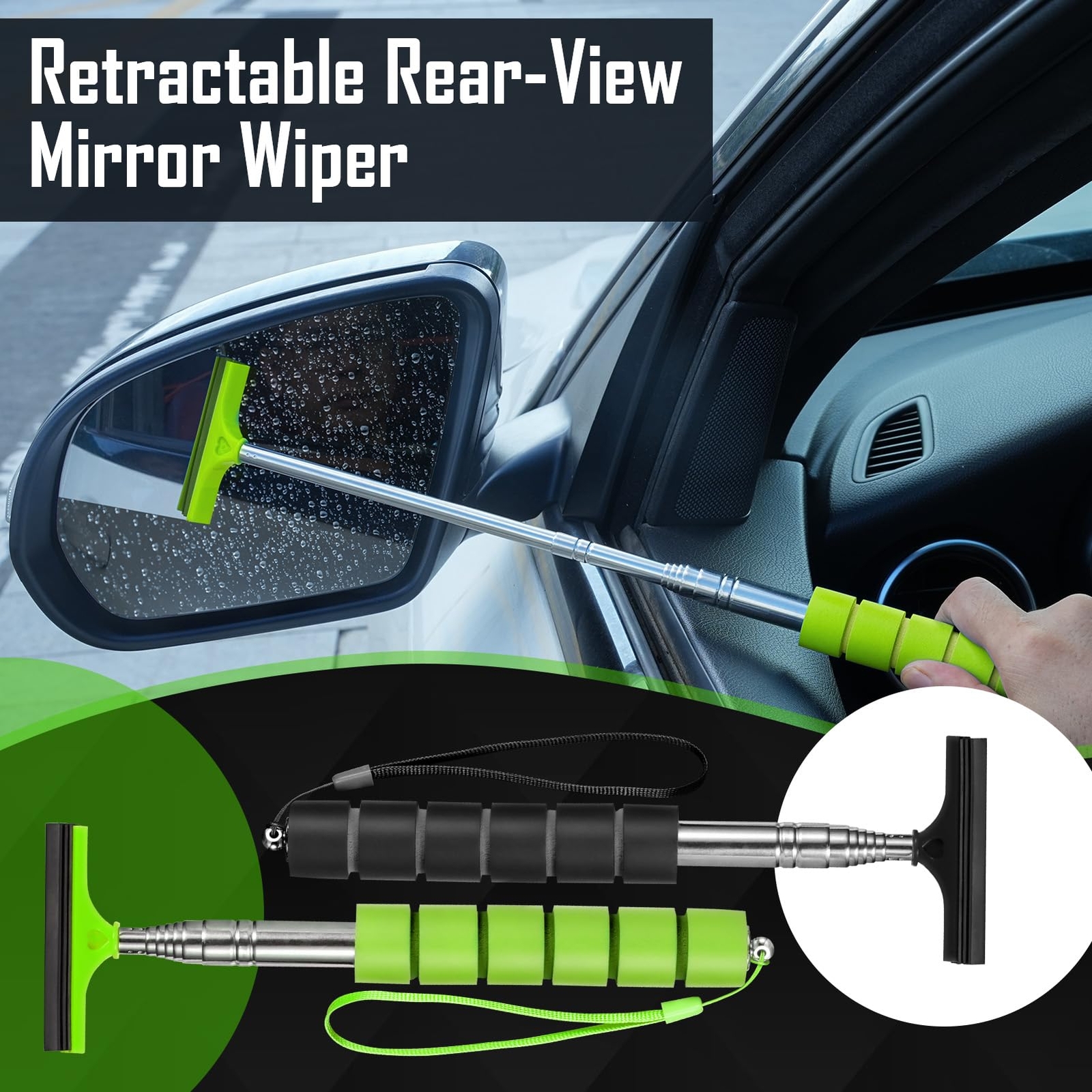 Side Mirror Squeegee 2 PCS Car Mirror Squeegee Retractable Car Rearview Mirror
