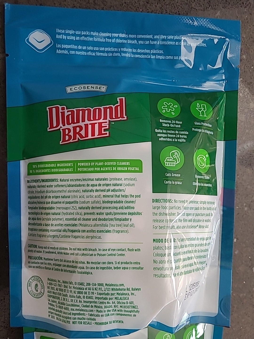 2 X NEW DIAMOND BRITE Melaleuca DISHWASHER DETERGENT 30 PK EA PODS EcoSense
