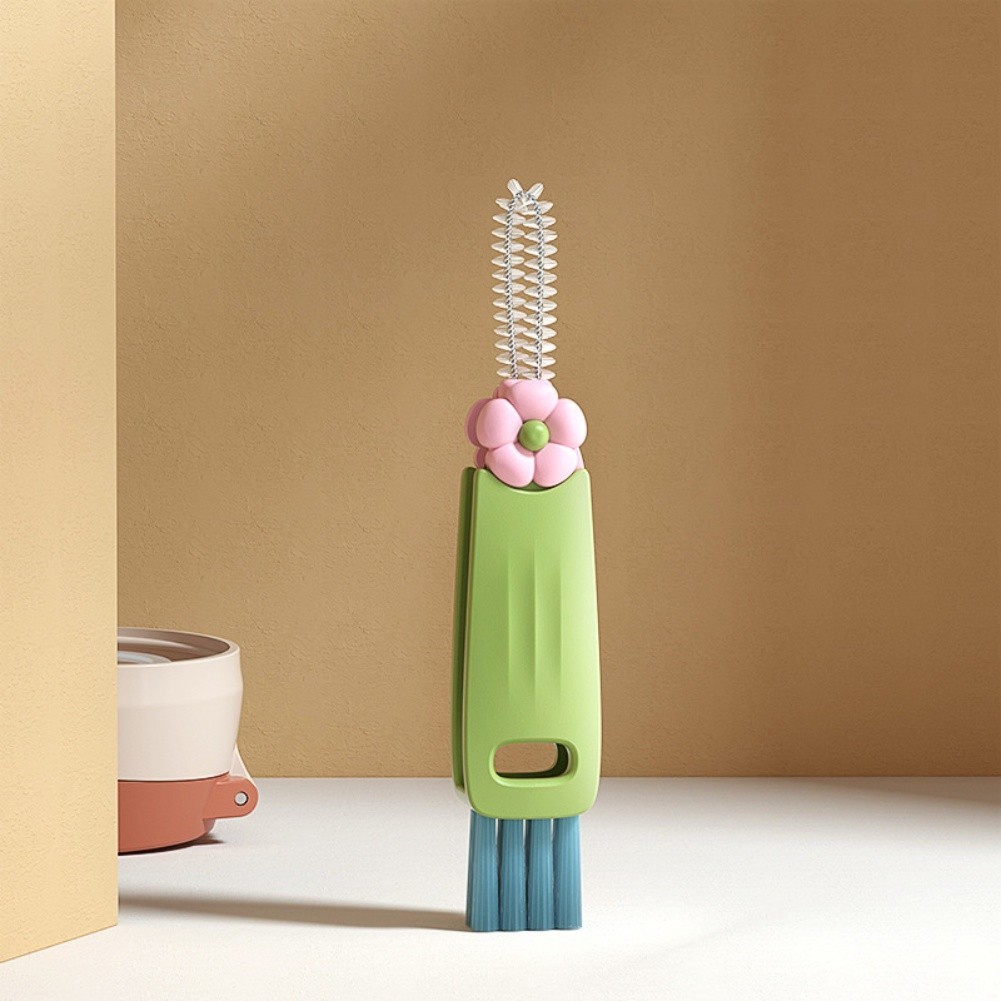Easy grip portable crevice brush for bottles cups and other narrow spaces