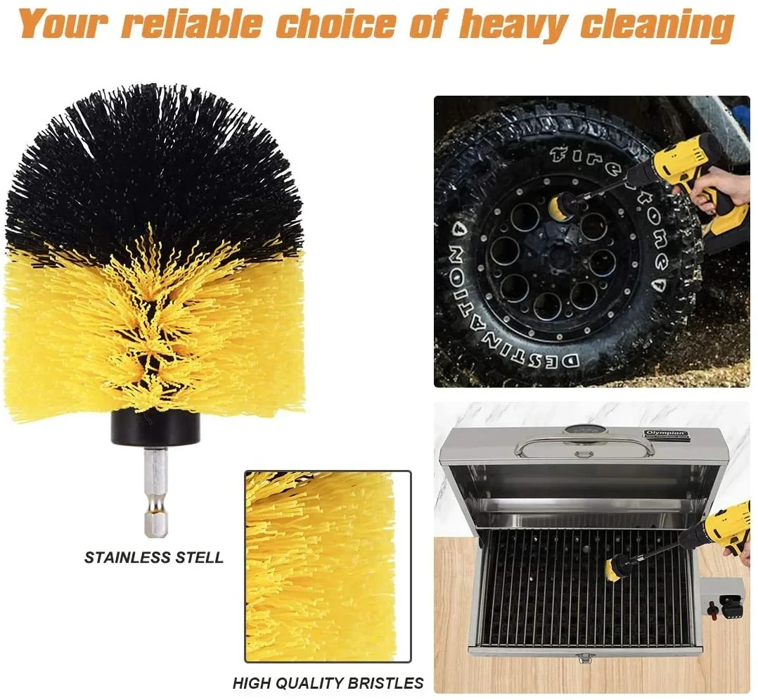 3PCS Drill Brush Power Scrubber Drill Attachments For Carpet Tile Grout Cleaning
