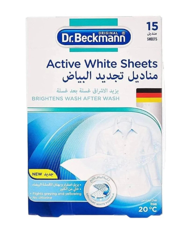 2 Pack Dr. Beckmann Active White Sheets (15 Sheets) Keeps Whites Bright & Fresh