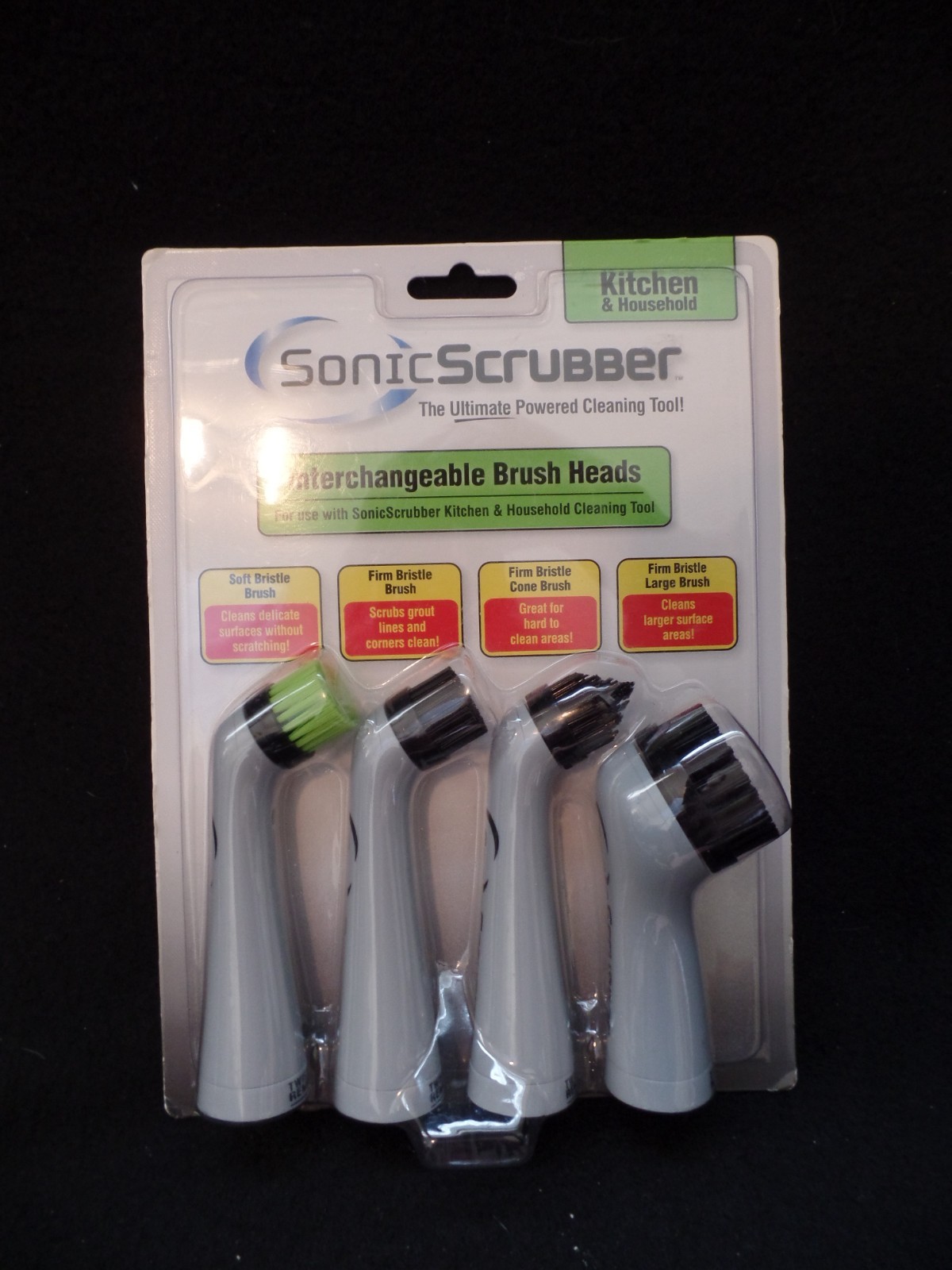 New in Package Sonic Scrubber Power Cleaner Interchangeable Brush Heads