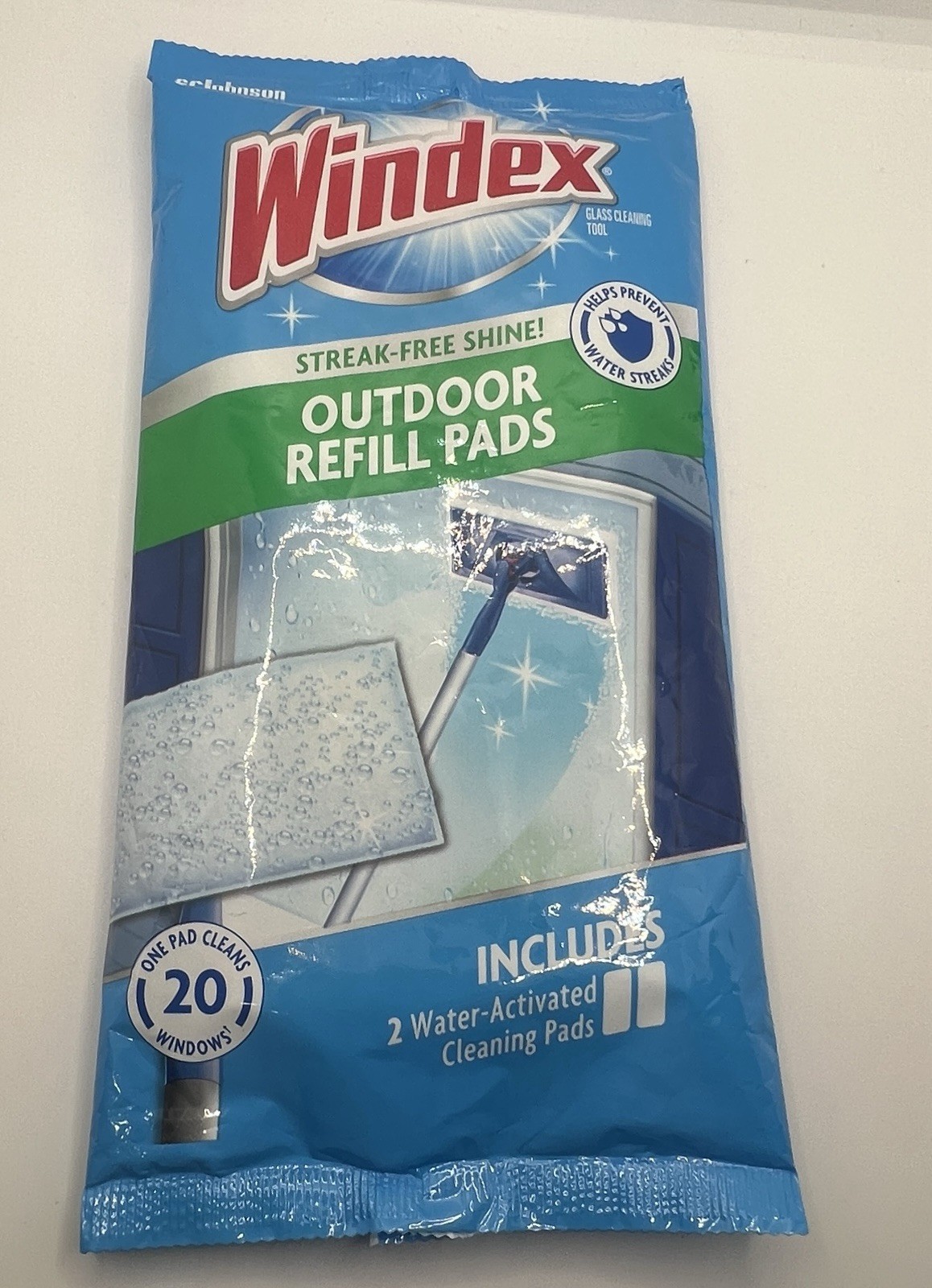 NEW Windex Outdoor Refill Pads for Cleaning Glass, Windows 1 package (2 pads)