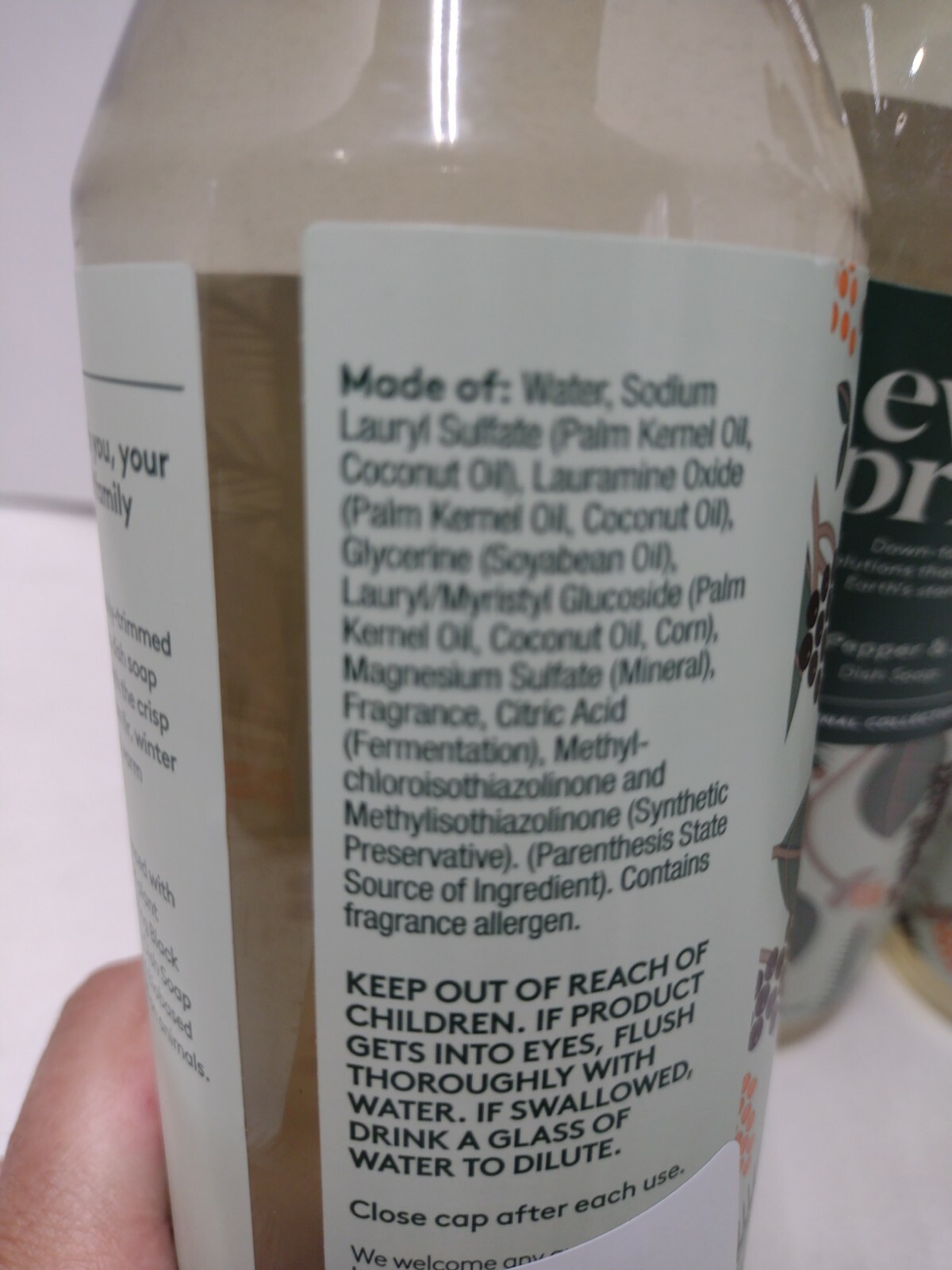Lot of 4 Everspring Black Pepper & Balsam Liquid Dish Soap + Bonus