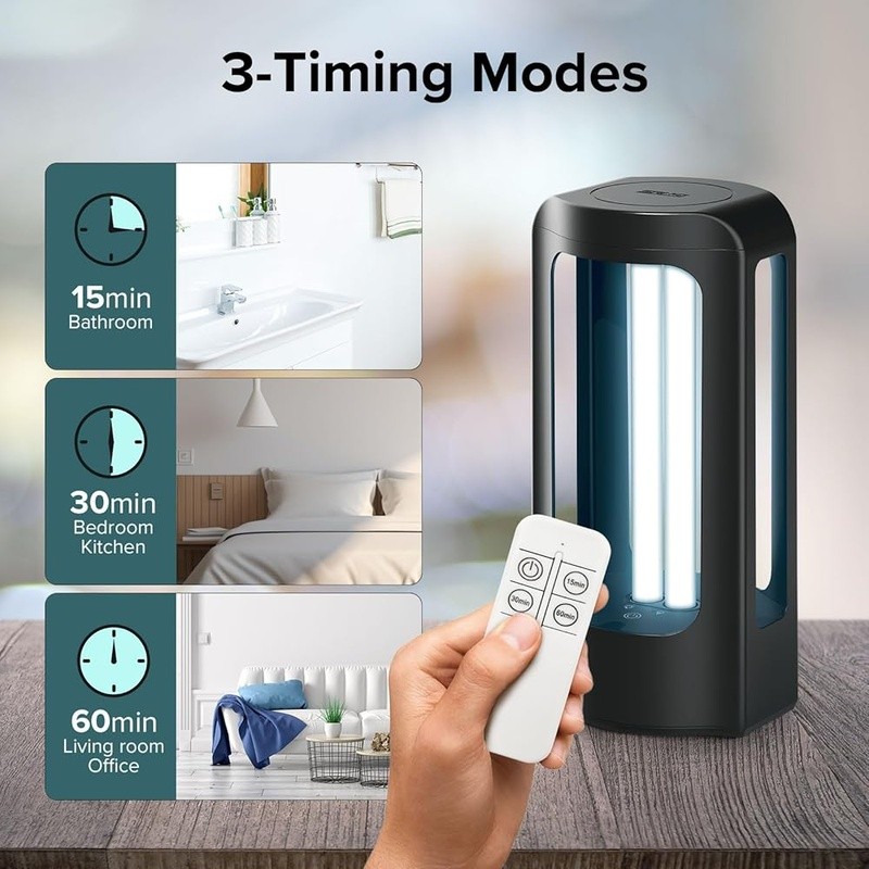 UVC Sanitizer Lamp Remote Control 99.9 Efficiency Indoor Odor Mold Removal New