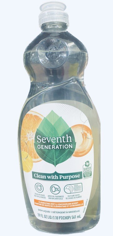 Seventh Generation CLEMENTINE ZEST & LEMONGRASS Dish Soap Detergent 19 fl oz