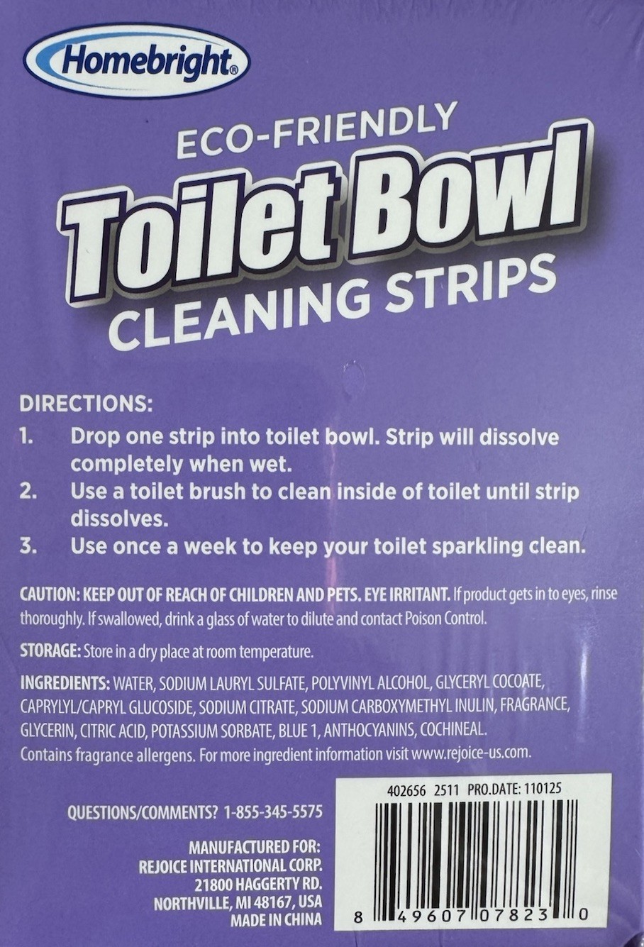 2x Home Bright Toilet Cleaning Strips Lavender Vanilla Scented Drop Brush Flush