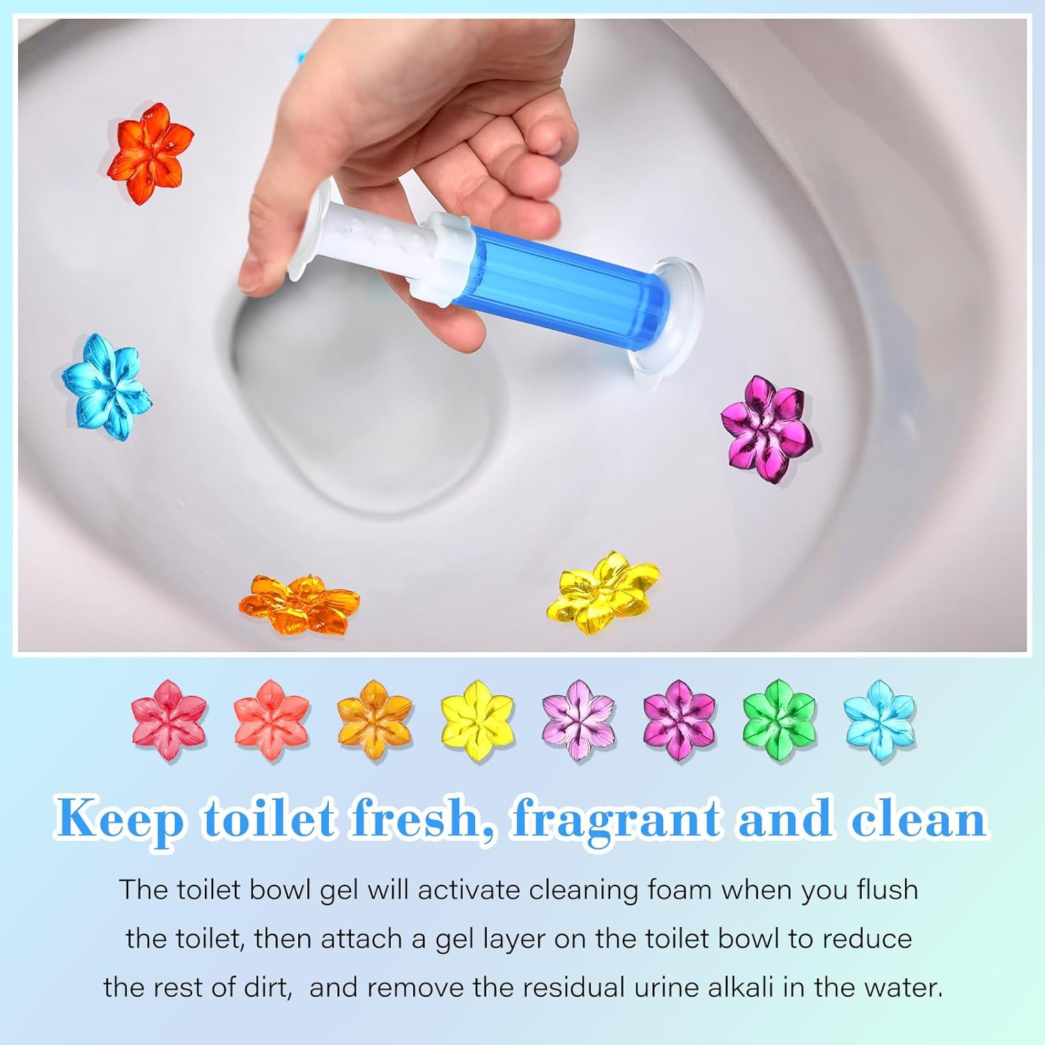 8 Pcs Toilet Gels 112 Count 8 Kinds Flower Stamp Bowl Gel Scent Toilet Stain Rem