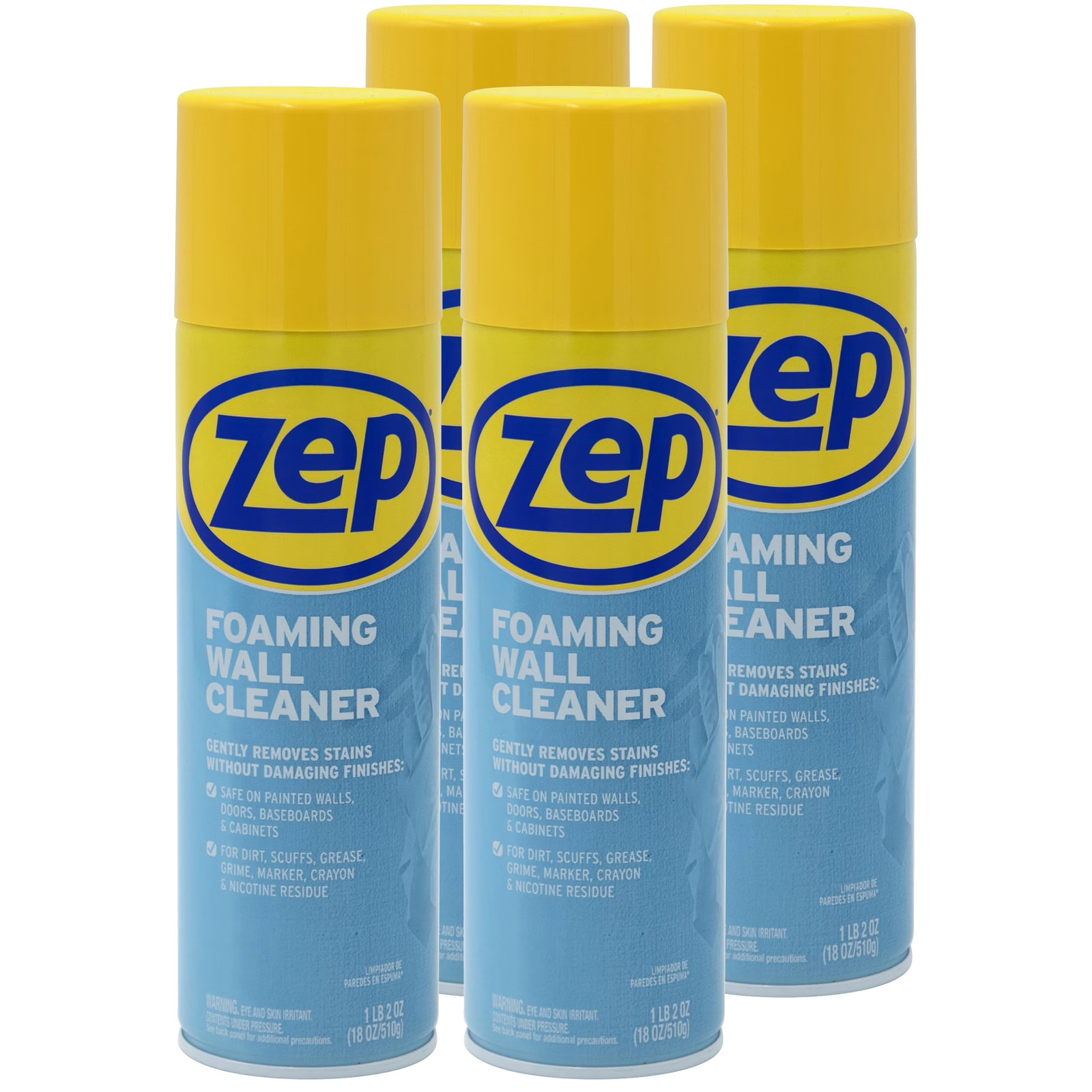 (4 Pack) Foaming Wall Cleaner – 18 Oz (Case of 4) ZUFWC184 – Remove Fingerprint