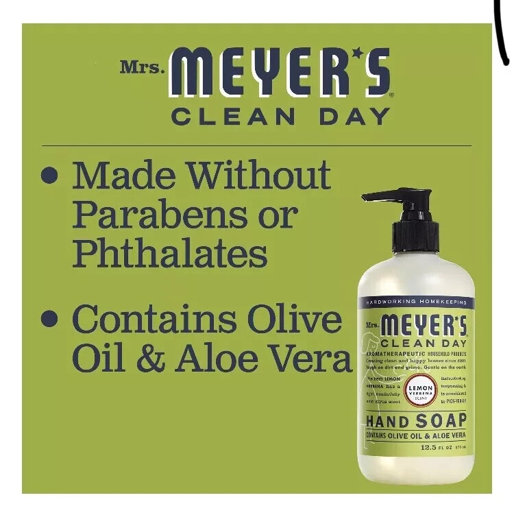 2x Mrs. Meyer’s Clean Day Liquid Hand Soap Bottle, Lemon Verbena Scent, 12.5 oz