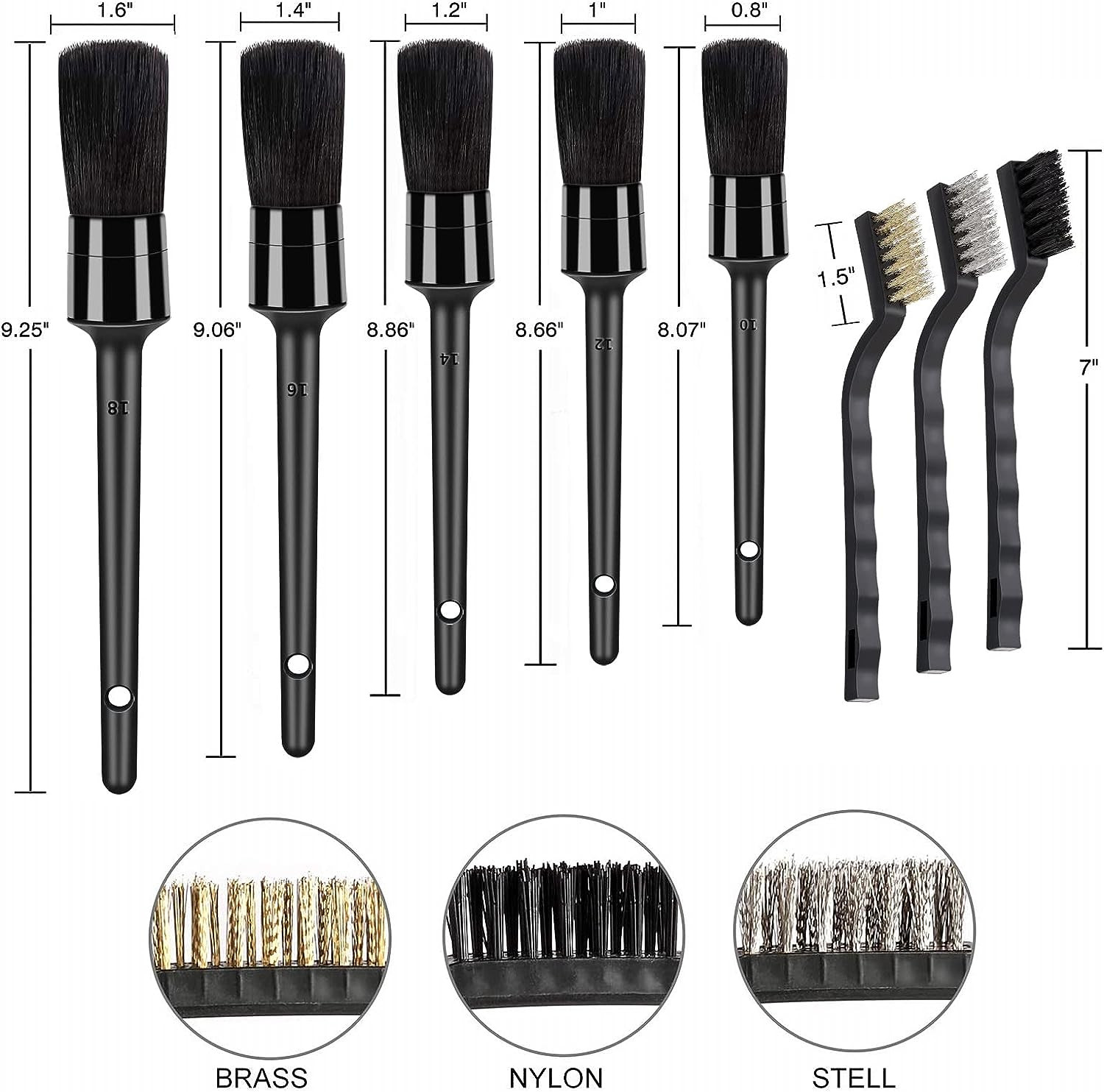 Juego De 9 Piezas Cepillos Para Detallado De Automoviles Kit Limpieza Interior