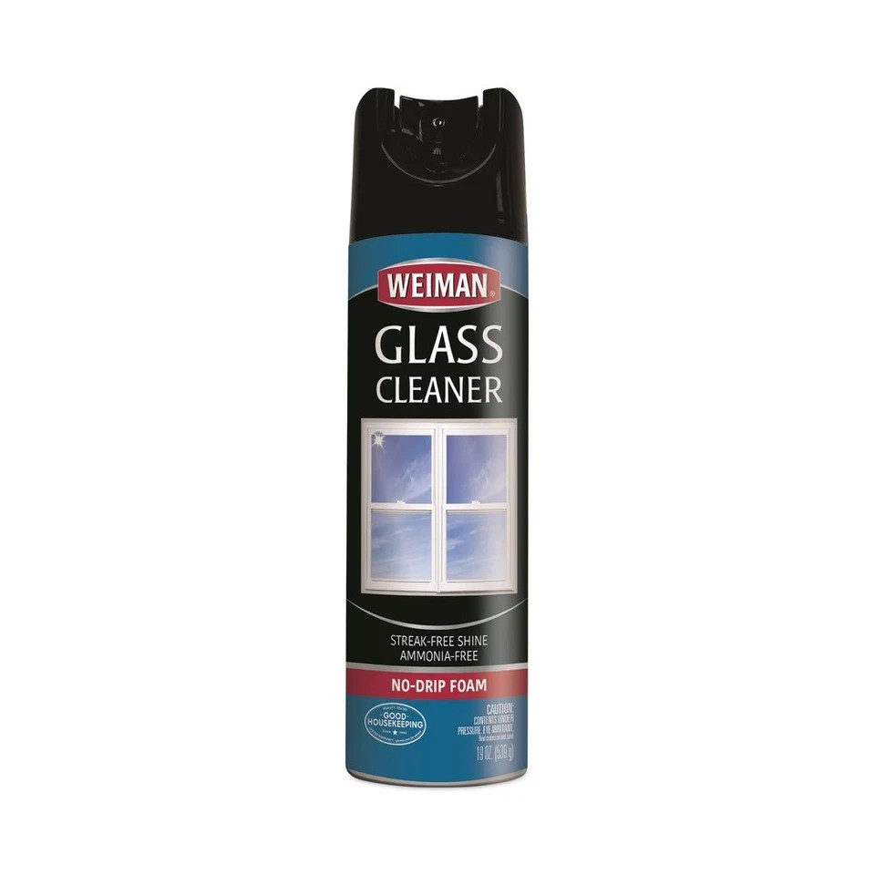 Lot of 6 WEIMAN 19 ounce Aerosol Spray Can Free Foaming Glass Cleaner No Drip