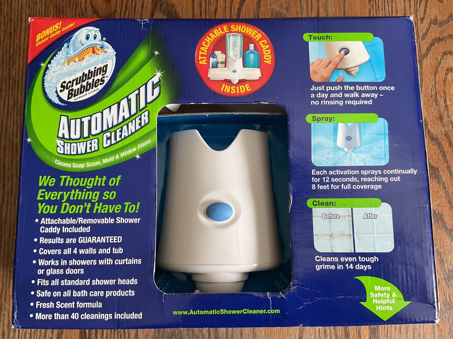 Scrubbing Bubbles Automatic Shower Cleaner Kit w/ Shower Caddy & 2 Cleaners~ NOS