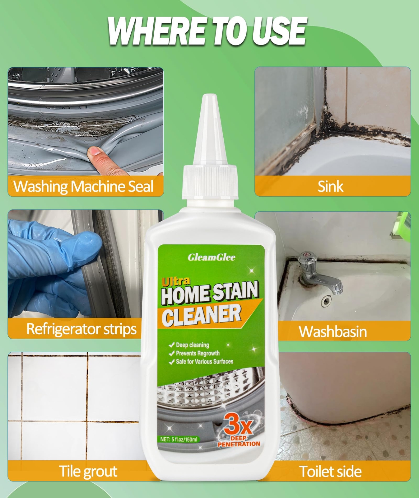 Home Remover Gel 2 Pack Powerful Washing Machine Gasket Cleaner Heavy Duty Clean
