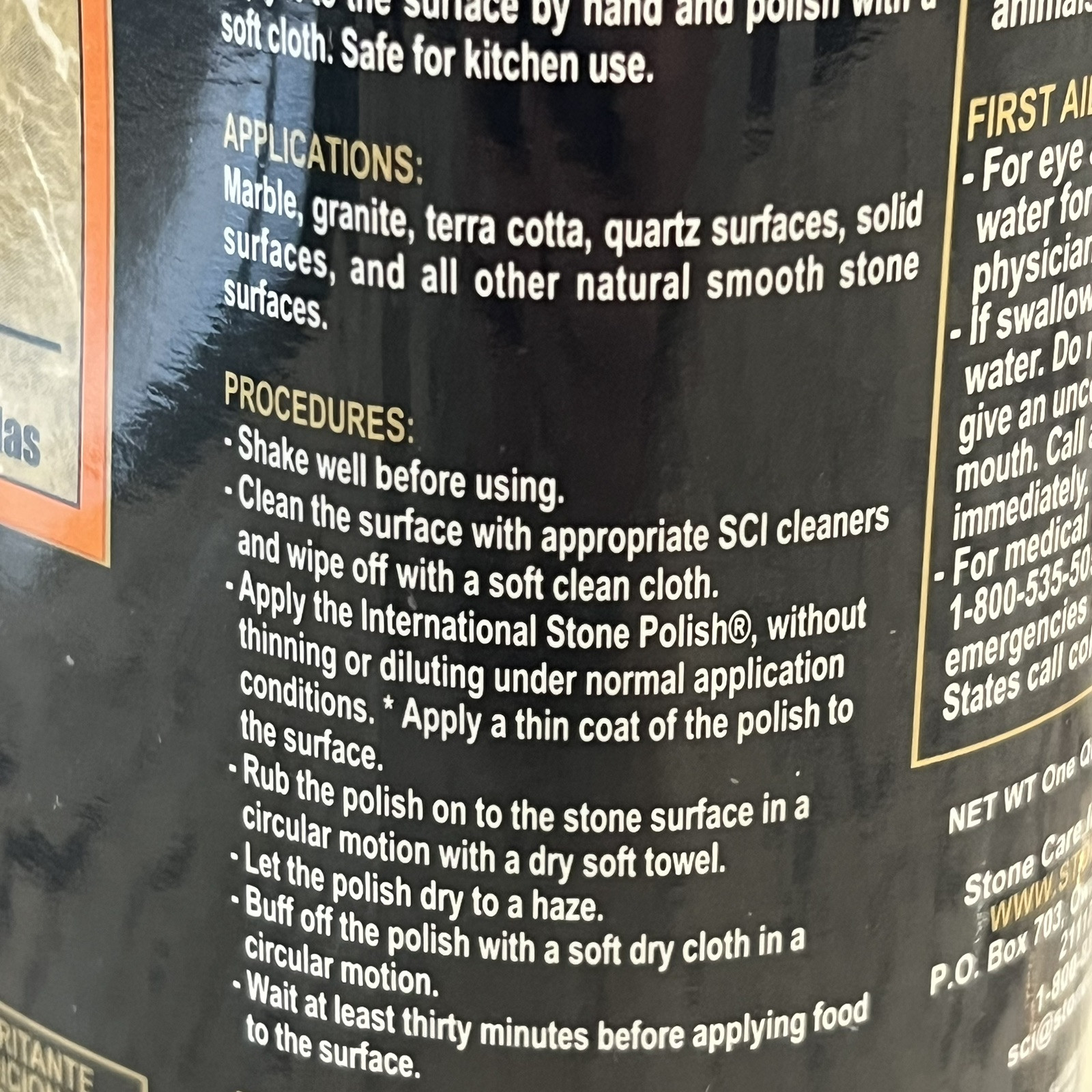 USED 80% Full SCI International Stone Polish Countertop 32 fl oz Granite Marble