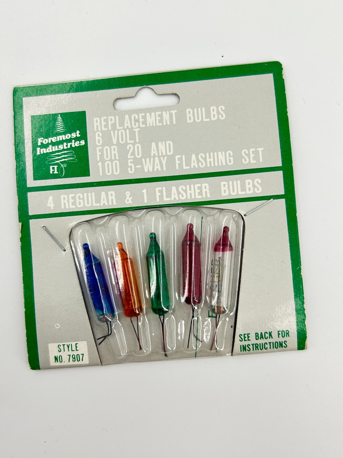 Vintage Foremost Industries Christmas Light Replacement Bulbs 6V Flashing Set 5