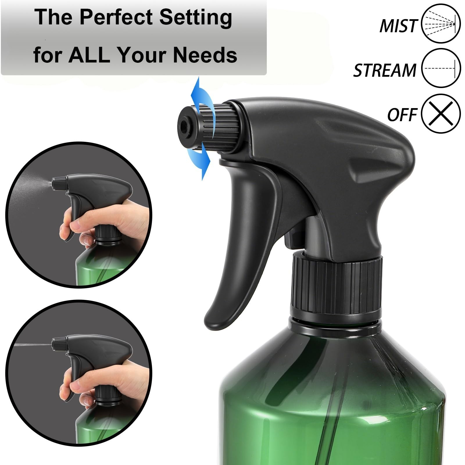 6 Pack 17oz Fine Mist Spray Bottles – Refillable Plastic Containers for Cleaning