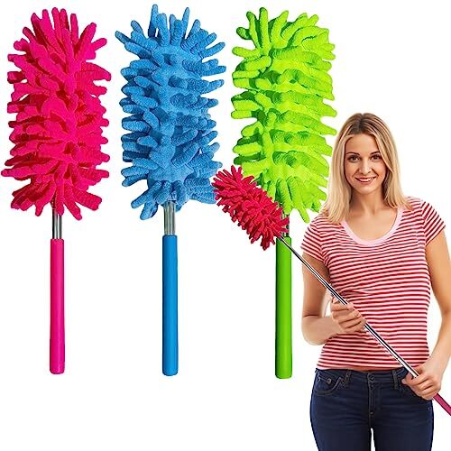 3Pcs Extendable Microfiber Duster Telescoping Car Window Office Cleaning Dusters
