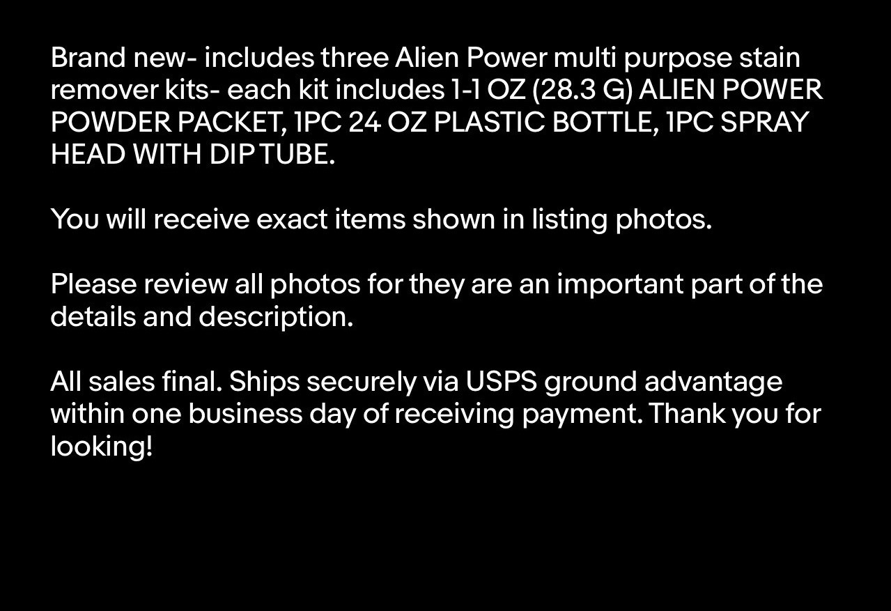 x3 Alien Power Super Concentrated Multi Purpose Stain Remover Mold Mildew Water
