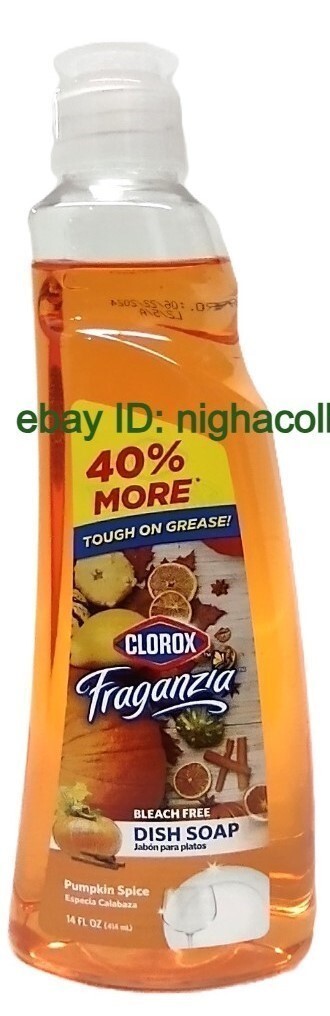 ( 4 Bottles )Clorox Fraganzia PUMPKIN SPICE Dish Soap Bleach Free 14 oz Each