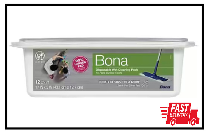 Bona Hard-Surface Floor Disposable Wet Cleaning Pads (12-Pack)