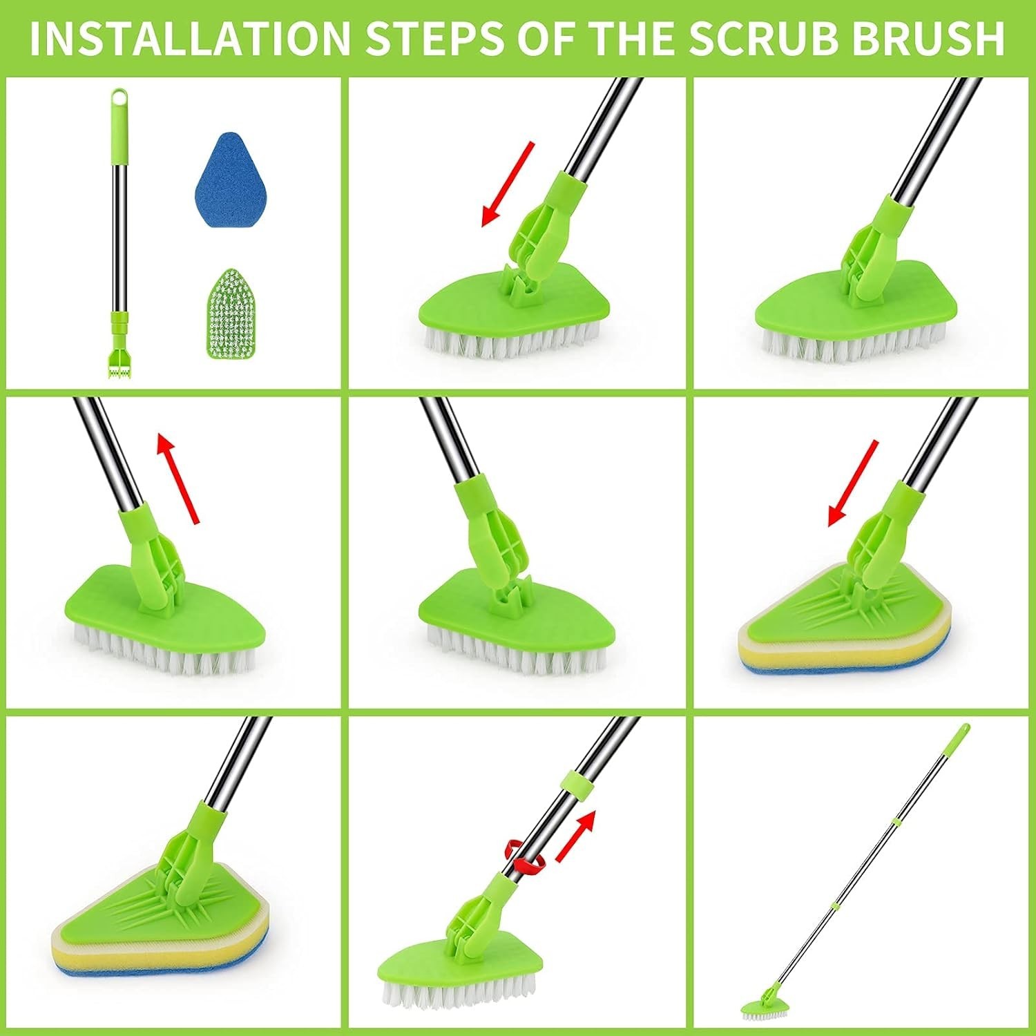 Lightweight Detachable Cleaning Brush with 37″ Extendable Handle for Bathrooms