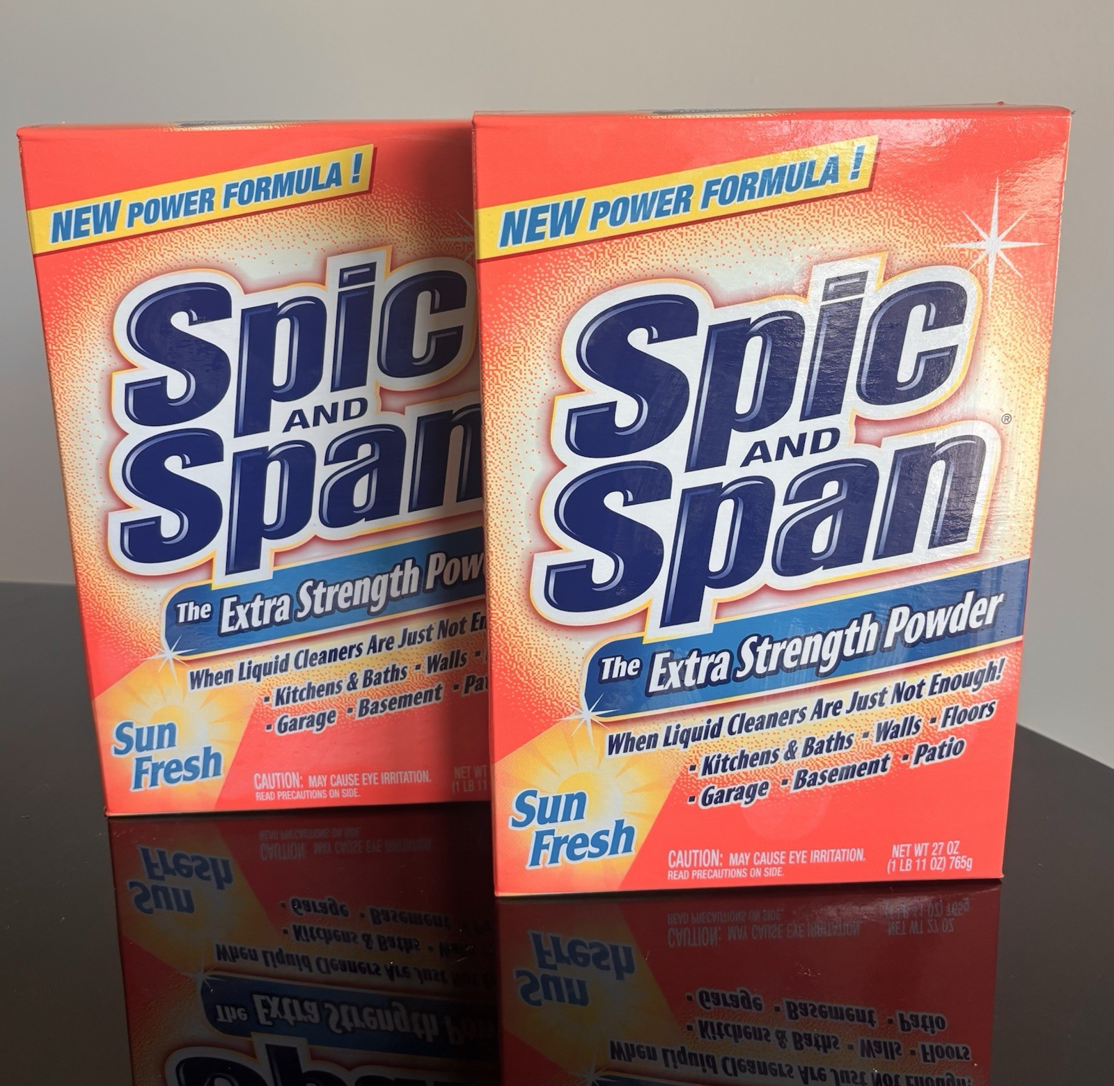 NOS 2 Boxes Sun Fresh Spic and Span Extra Strength Powder 27 oz Each NEW!