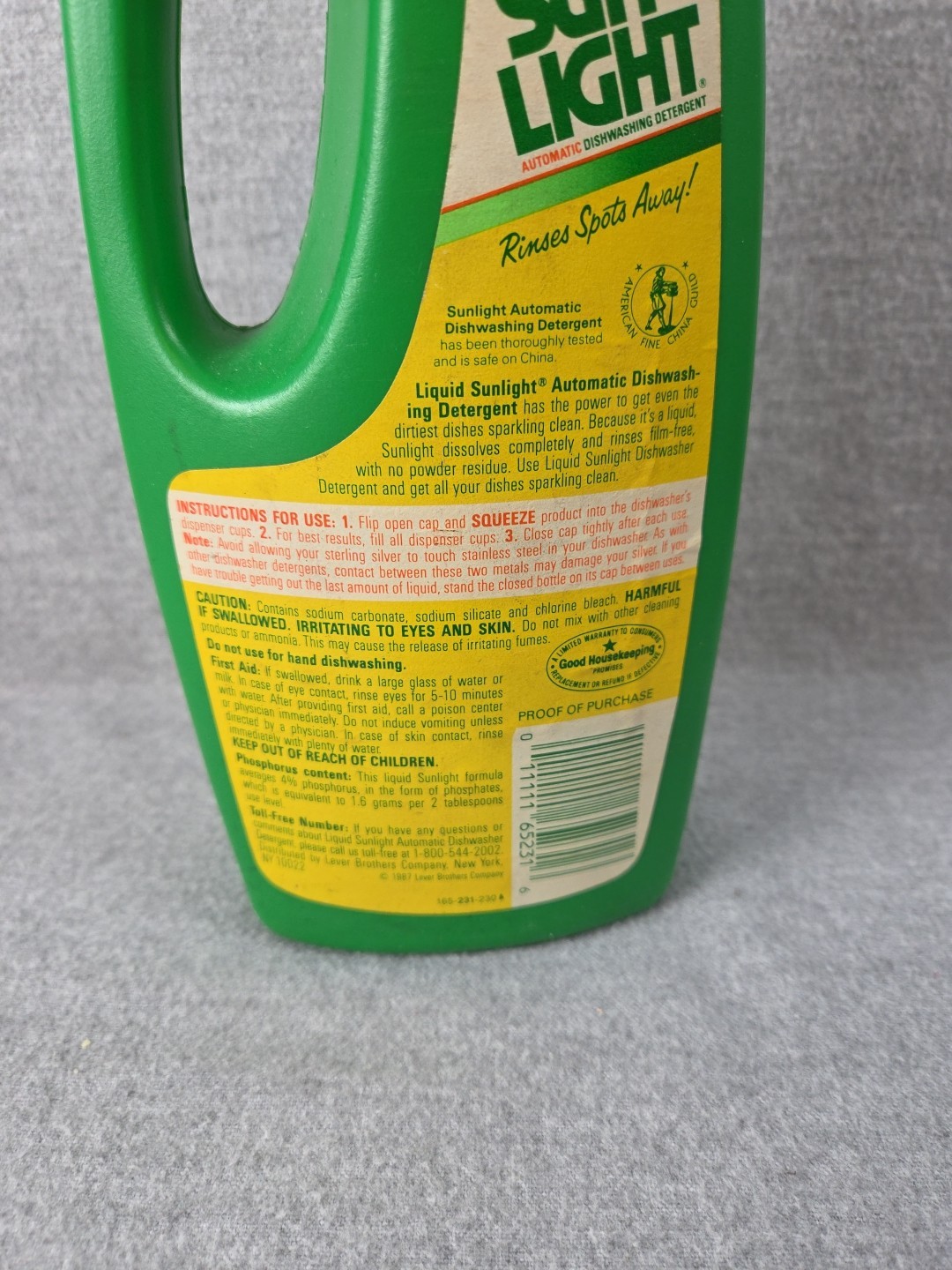 Sunlight Liquid Automatic Dishwashing Detergent 1987 Vintage 40oz Old Stock NEW