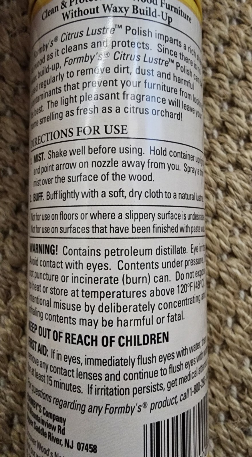 Formby’s Furniture Workshop citrus Lustre Furniture Polish 6 oz. New